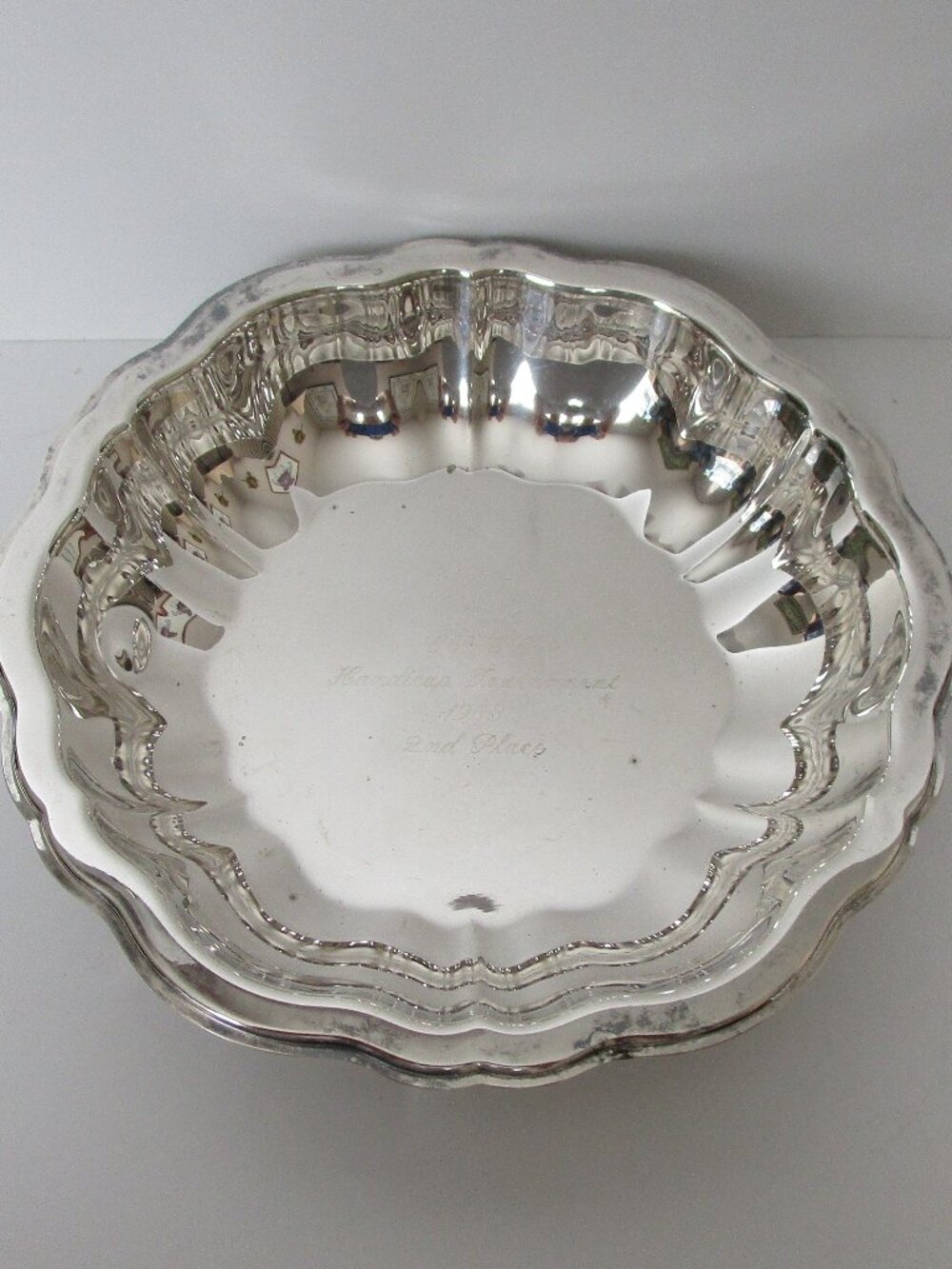 engraved silver plated bowl